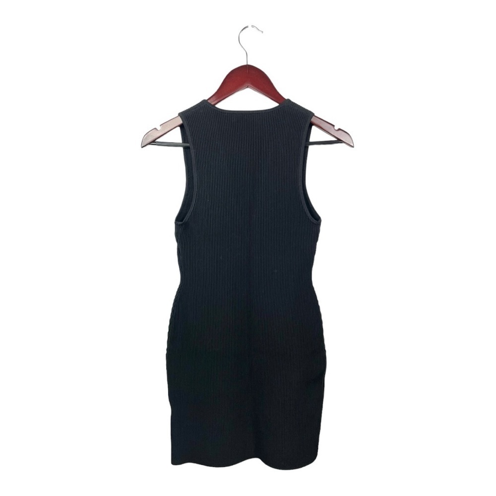 NEW Babaton Deep V Ribbed Sculpt Mini Dress in Black Size S - Picture 3 of 5